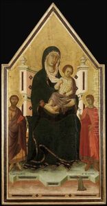 The Madonna And Child Enthroned With Saints Bartholomew And Ansanus by Niccolo Segna di Buonaventura