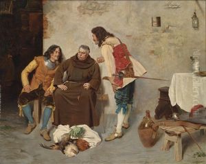 Pater Mit Landsknechten Im Gesprach