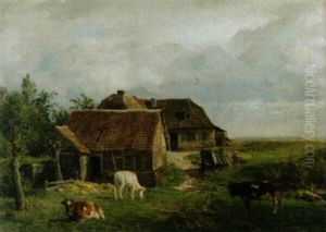 Feldlandschaft Mit Altem Bauernhaus Feldlandschaft Mit Altem Bauernhaus