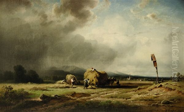 Heuernte Bei Aufziehendem Gewitter - view 1
