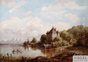 Landschaft Am Starnberger See Mit Blick Auf Schloss Garatshausen