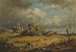Ruckkehr Vom Feld Bei Aufziehendem Wetter by August Seidel