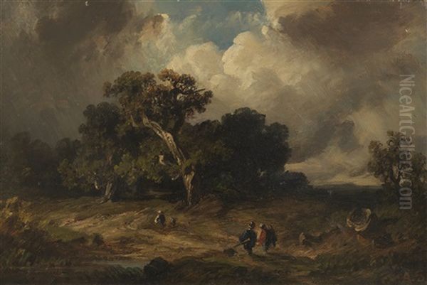 Heimkehrende Jager Bei Aufziehendem Gewitter - view 1
