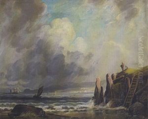Kustenlandschaft Bei Aufziehendem Unwetter by Franz Seidel