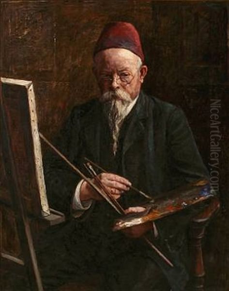 Portrait Of The Danish Painter I. T. Hansen At His Easel - view 1