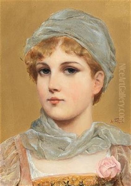 Portrait Of A Girl With A Rose - view 1