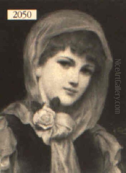 Portrait Of A Young Maiden Wearing A Silk Scarf - view 1
