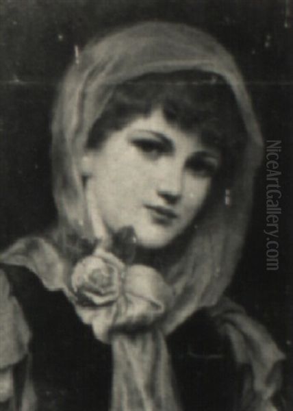 Portrait Of A Young Lady Wearing A Pink Rose - view 1
