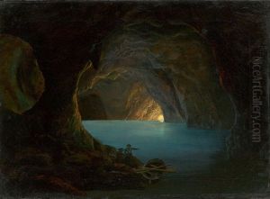 The Blue Grotto On Capri by Carl Friedrich Seiffert