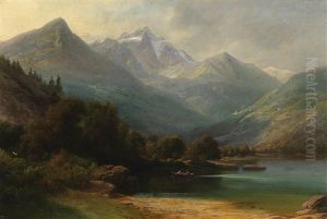 View Of The Lago Di Poschiavo With The Bernina Range by Carl Friedrich Seiffert