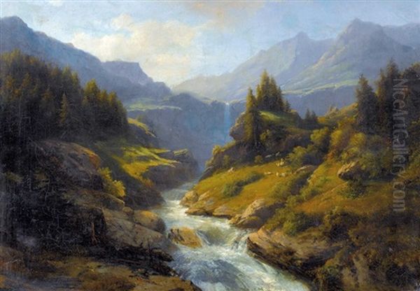 Gebirgsbach Mit Wasserfall - view 1