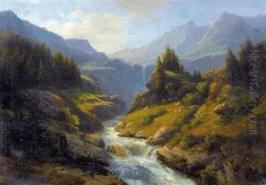 Gebirgsbach Mit Wasserfall by Carl Friedrich Seiffert