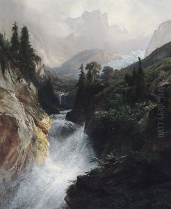 Der Reichenbach Mit Gletscherzunge Und Aufragendem Gebirgsmassiv by Carl Friedrich Seiffert