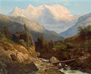 In Den Schweizer Hochalpen, Blick Auf Das Jungfraumassiv by Carl Friedrich Seiffert