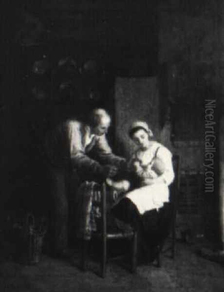 Interior Scene With Mother, Father And Infant - view 1