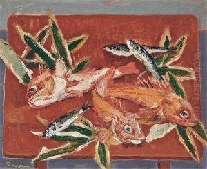 Fish And Leaves On A Table