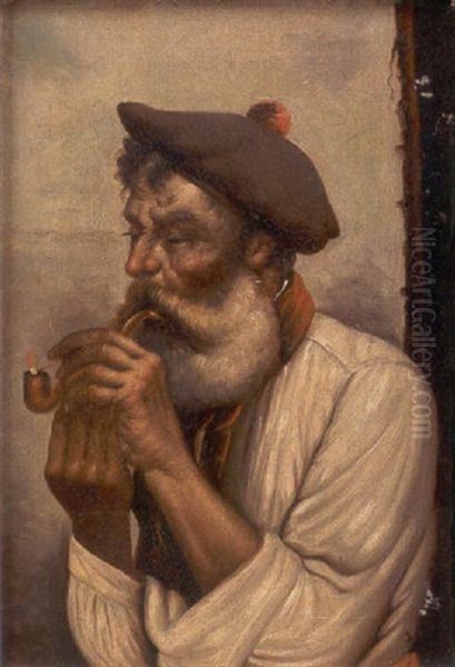 Viejo Fumando En Pipa - view 1
