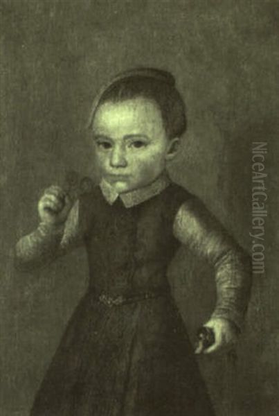 Portrait Of A Child Holding Cherries And A Pet Bird - view 1