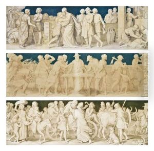 Medieval Scene Friezes (set Of 3) by Alexander Maximilian Seitz