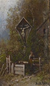 Bauernmadchen Am Feldkreuz