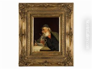 Portrait Of A Man With Beer Mug by Anton Seitz