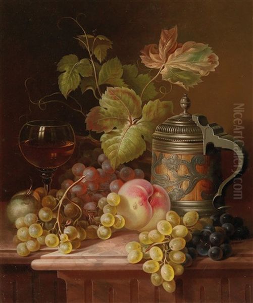 Still Life With Grapes, Wineglass And Pewter Tankard - view 1