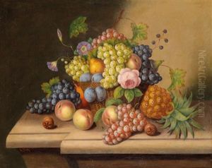 Still Life With Basket Of Fruit by Georg (Johann G.) Seitz