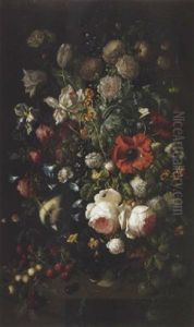 Stilleben Mit Blumen, Vogeln, Schmetterlingen Und Insekten by Johann Seitz