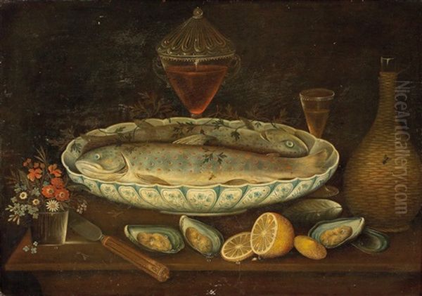 Stillleben Mit Fisch (+ Stillleben Mit Langusten; Pair) - view 1