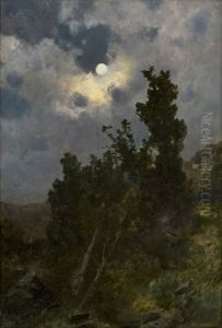 Der Rauchende Jager Bei Vollmond by Otto Seitz