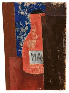 Komposition Mit Roter Flasche by Franz Wilhelm Seiwert