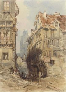 Rue Damiette, Rouen, France With The Church Of St Ouen by Thomas Shotter Boys