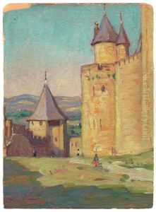 Ansicht Von Carcassonne Mit Dem Tour Du Moulin Du Midi Ansicht Von Carcassonne Mit Dem Tour Du Moulin Du Midi
