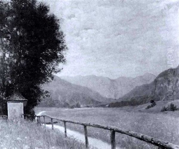 Hochgebirstal Mit Wegkapelle Unter Baumen - view 1