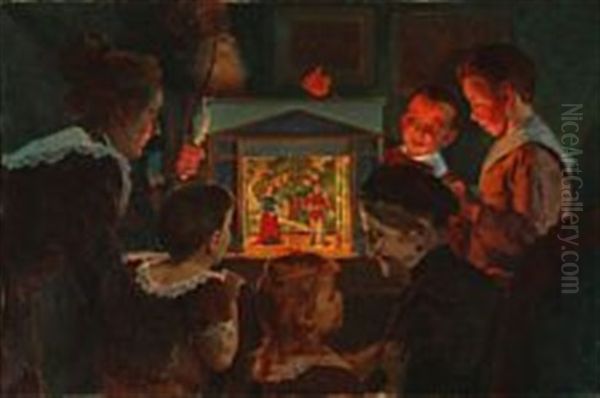 A Family Gathered Around A Marionette Theatre - view 1