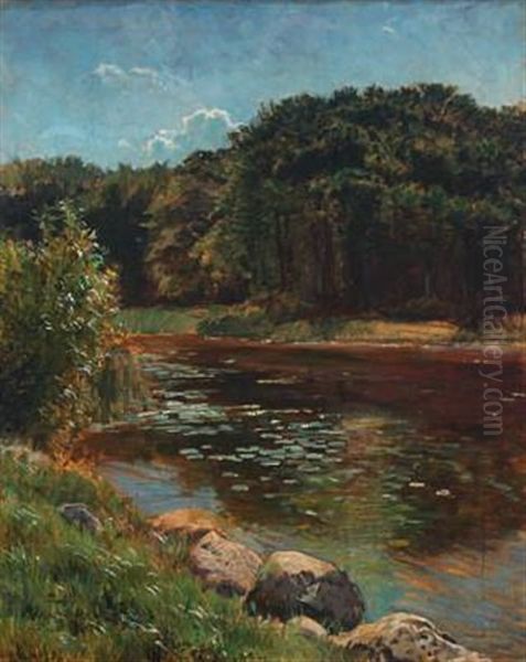Summer Landscape With Forest Lake - view 1