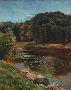 Summer Landscape With Forest Lake by Georg Sofus Seligmann