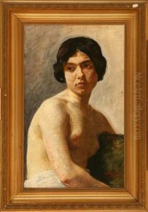 Sitting Female Nude by Georg Sofus Seligmann