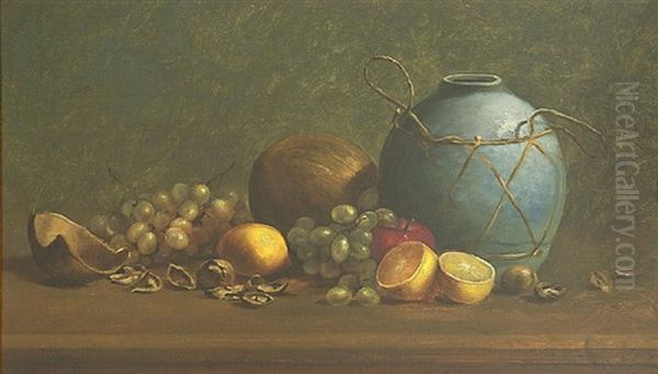 Still Life Of Carnations In A Majolica Vase - view 1