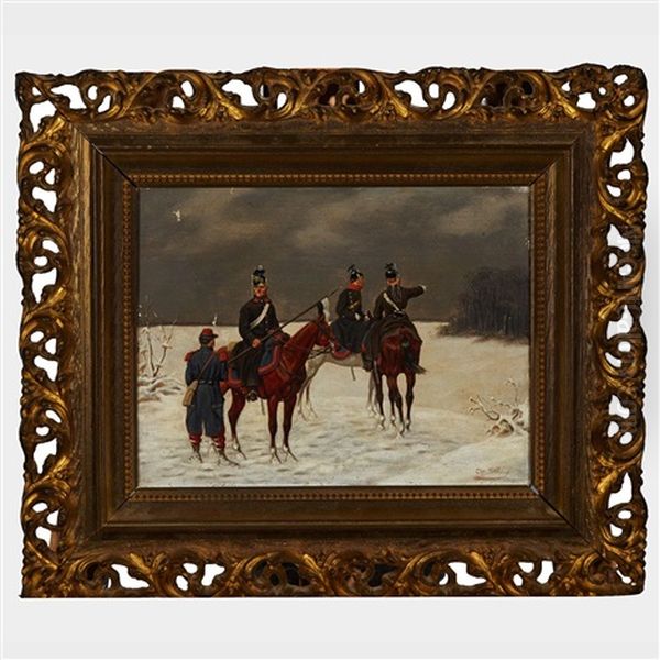 Prussian Infantry Receiving Directives; Prisoner Of War In A Blizzard (pair) - view 1