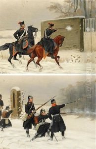 Drei Gemalde: Winterszenen Aus Dem Deutsch-franzossichen Krieg (3 Works) by Christian Sell