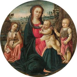 The Madonna And Child With The Archangel Gabriel And The Infant Saint John The Baptist by Jacopo Del Sellaio