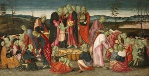 The Miracle Of The Loaves And Fishes by Jacopo Del Sellaio