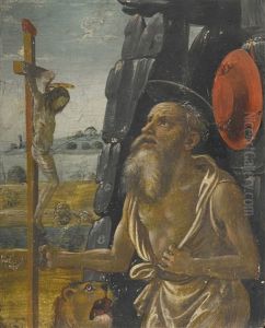 The Penitent Saint Jerome In The Wilderness by Jacopo Del Sellaio