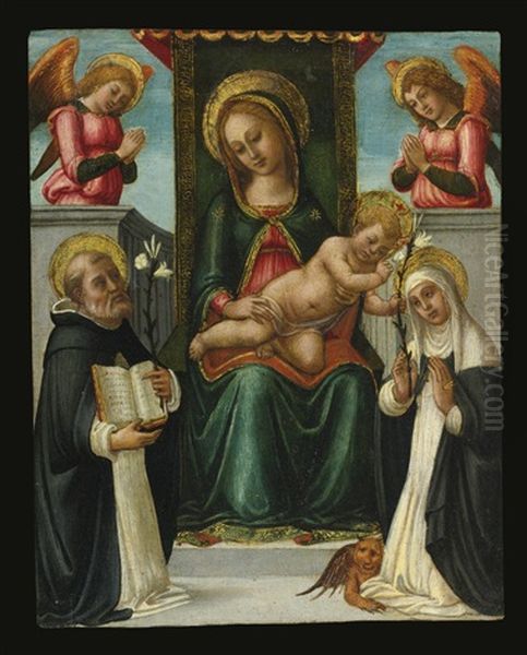 Madonna And Child Enthroned, With Two Dominican Saints And Two Angels - view 1