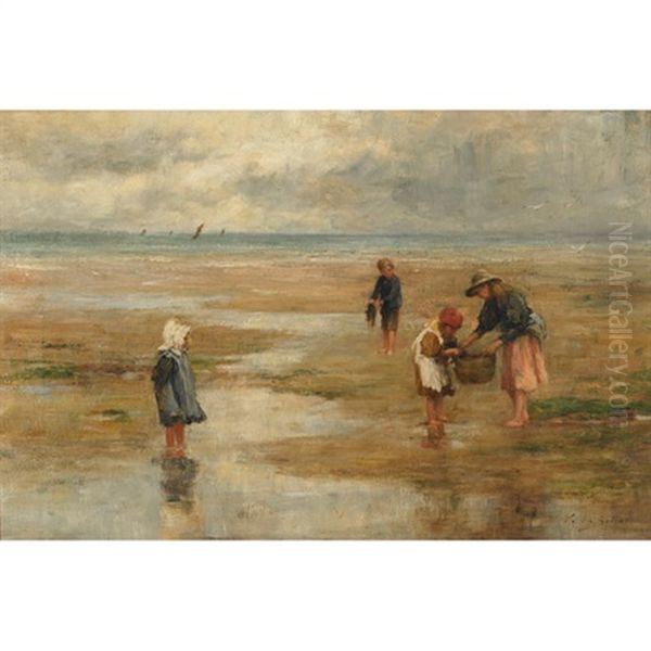 Children Gathering Kemp On A Beach - view 1