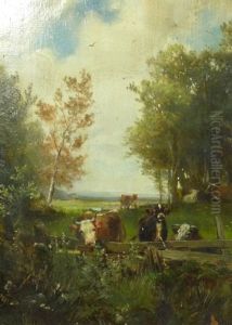 Kuhe Auf Der Weide by Ludwig Sellmayr