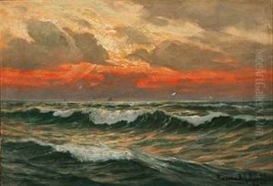 Coastal Scene At Sunset by Conrad Hans Selmyhr