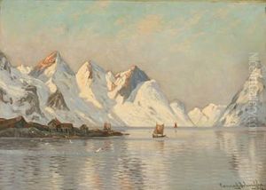 Havno, Nordland, Lofoten (fiord Scene From Lofoten In Norway) by Conrad Hans Selmyhr
