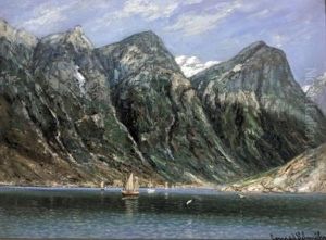 Sailing Boats In A Fjord by Conrad Hans Selmyhr